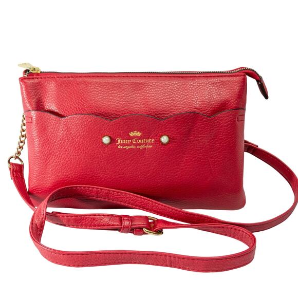 JUICY COUTURE Modern Faux Leather Purse Red Crossbody Bag - Picture 1 of 9